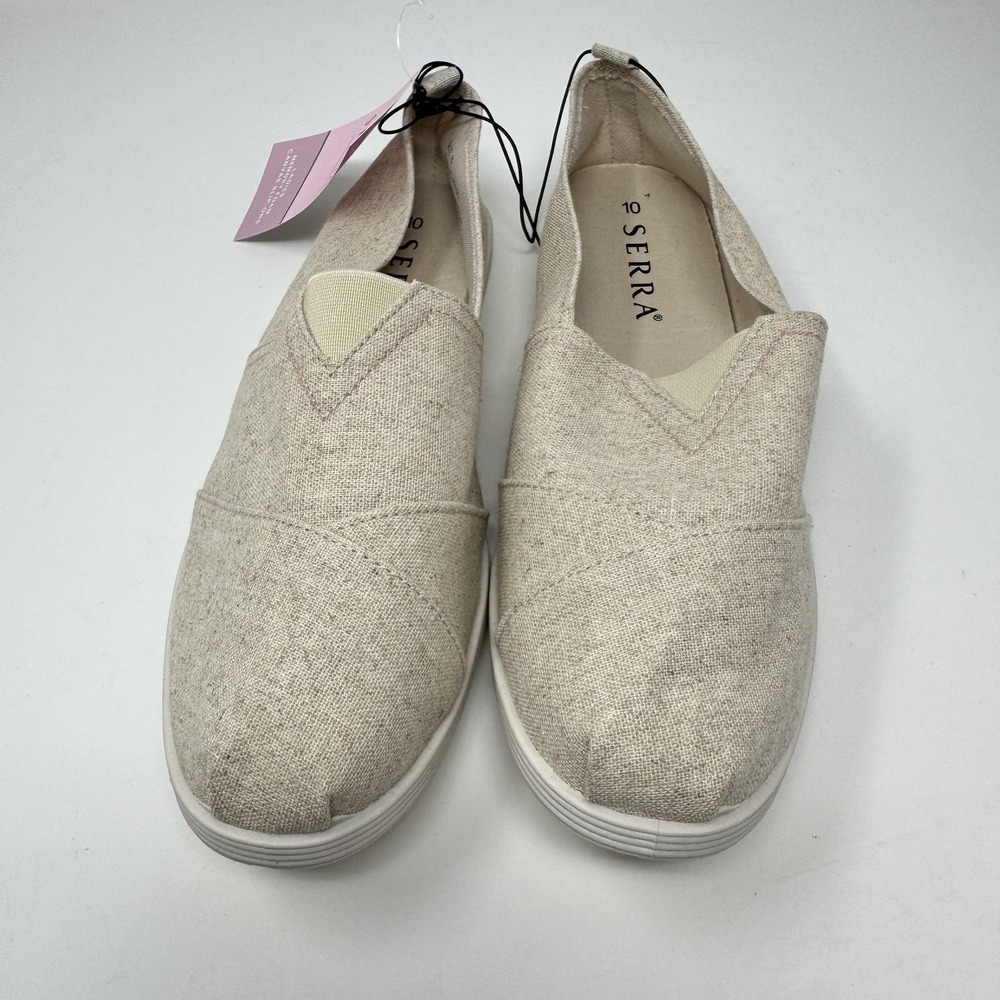 Serra Shoes Womens Size 10 Beige Canvas Slip On Flats Casual Lightweight Travel